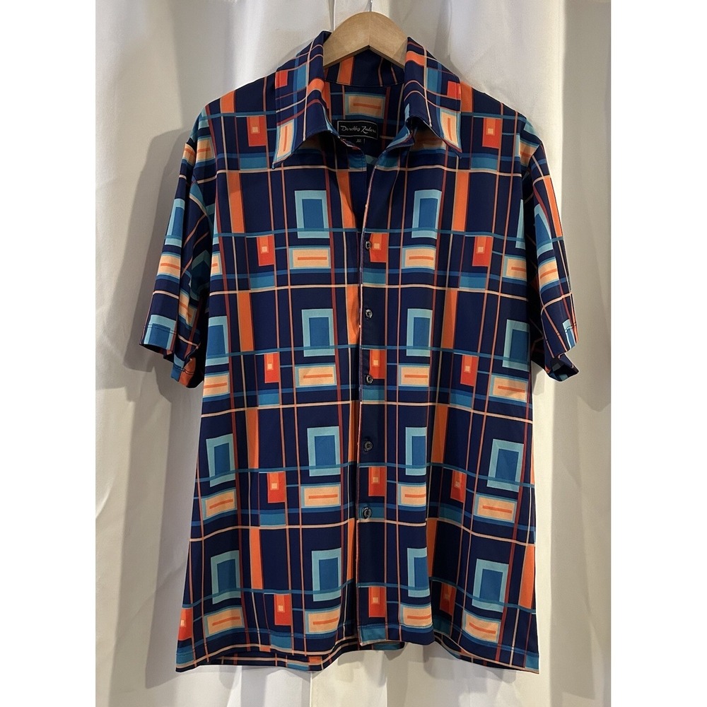 Dorthy Zudora Retro Colorful Geometric Golf Button Up Size XL